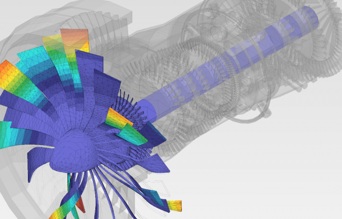 Displacement contour on a bladed disc
